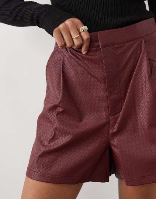 ASOS DESIGN short court aspect cuir tressé bordeaux, 5 de 5