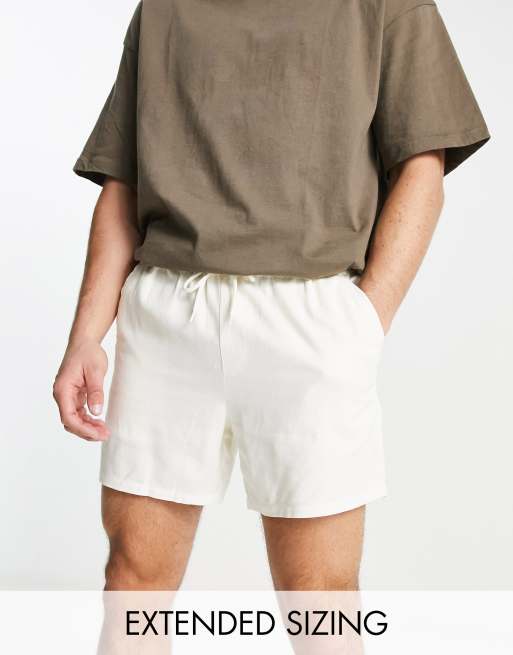 ASOS DESIGN - Short court et ajusté en lin mélangé - Écru