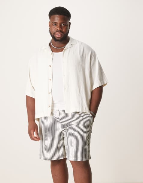 ASOS DESIGN - Short court et ample à rayures - Bleu marine/écru - view 1