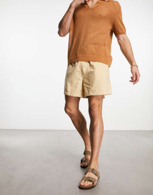 ASOS DESIGN - Short court et ample en tissu texturé à rayures - Jaune 
