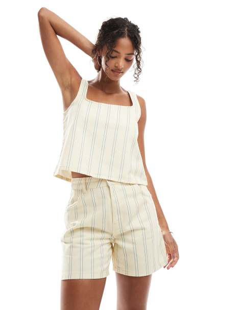 ASOS DESIGN - Short dad à rayures - Babeurre - view 1