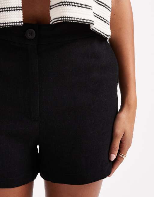 ASOS DESIGN - Short dad décontracté en lin mélangé - Noir, 3 de 5