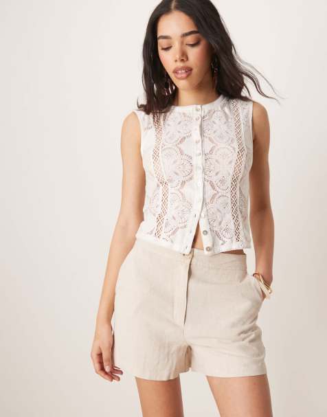 ASOS DESIGN - Short dad décontracté en lin mélangé - Taupe - view 1