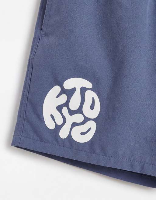ASOS DESIGN - Short de bain court à imprimé placé en silicone - Bleu, 9 de 9