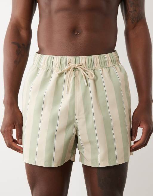 ASOS DESIGN - Short de bain court à rayures - Vert sauge, 4 de 5