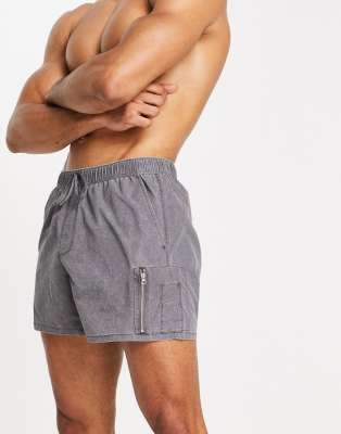 ASOS DESIGN - Short de bain court délavé avec poche MA1