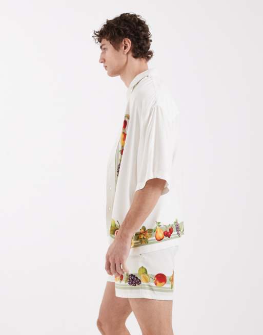 ASOS DESIGN - Short de bain court d'ensemble à imprimé vacances - Blanc cassé, 3 de 5