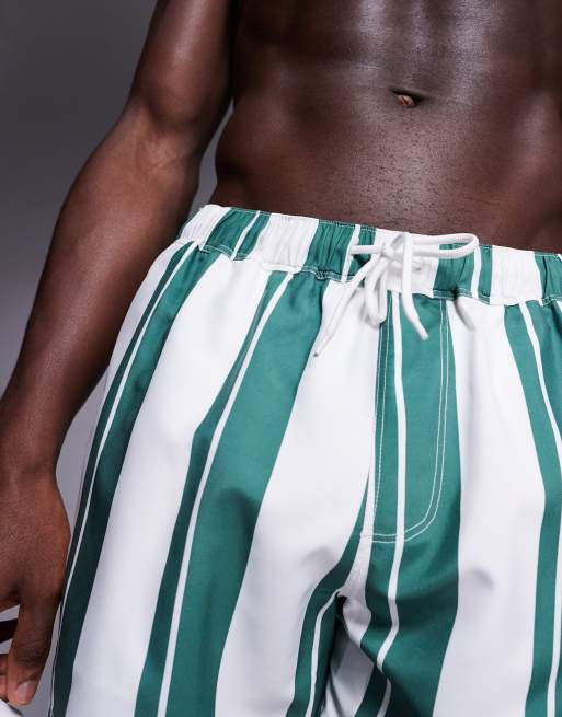 ASOS DESIGN - Short de bain court d'ensemble à rayures - Vert, 3 de 4
