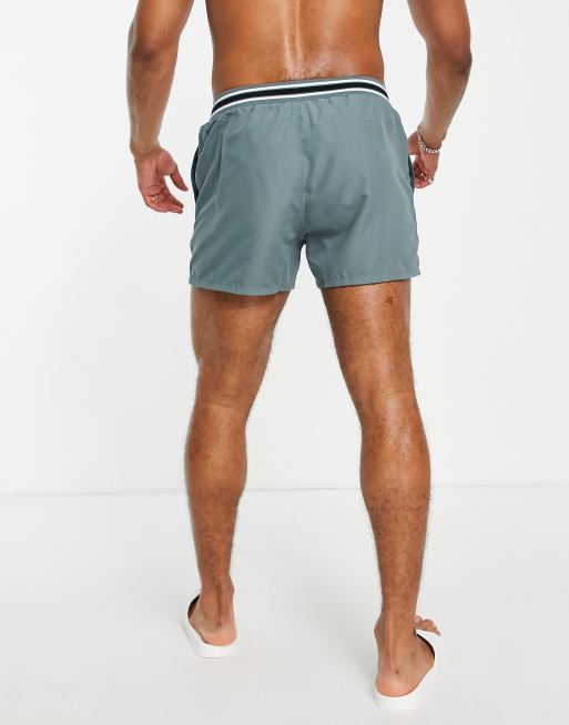 ASOS DESIGN - Short de bain court élégant à côtes contrastantes - Bleu, 3 de 4