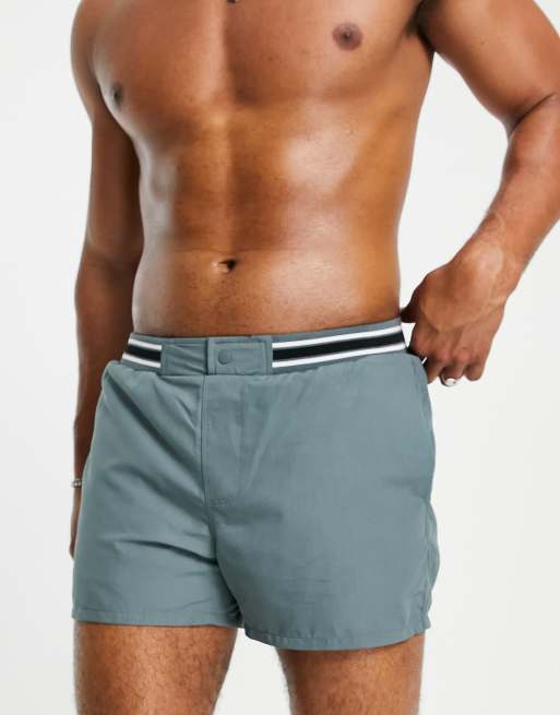 ASOS DESIGN - Short de bain court élégant à côtes contrastantes - Bleu, 4 de 4