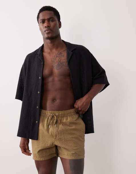 ASOS DESIGN - Short de bain court en crêpe - Kaki - view 1