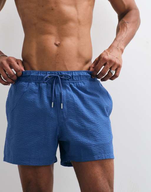 ASOS DESIGN - Short de bain court en crépon - Bleu, 3 de 9