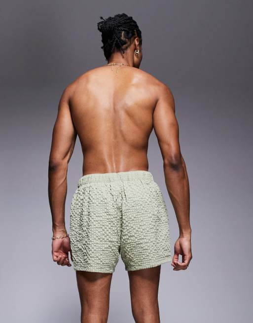 ASOS DESIGN - Short de bain court en crépon - Vert, 2 de 4