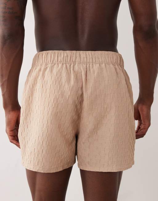 ASOS DESIGN - Short de bain court et texturé - Beige, 5 de 5