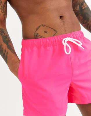 ASOS DESIGN Short de bain court Rose fluo