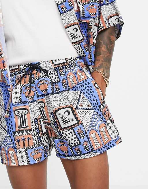 ASOS DESIGN - Short de bain d'ensemble à imprimé rétro