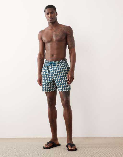  ASOS DESIGN - Short de bain mi-long à imprimé ondulé - Bleu , 2 de 5