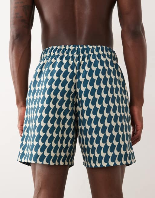  ASOS DESIGN - Short de bain mi-long à imprimé ondulé - Bleu , 5 de 5