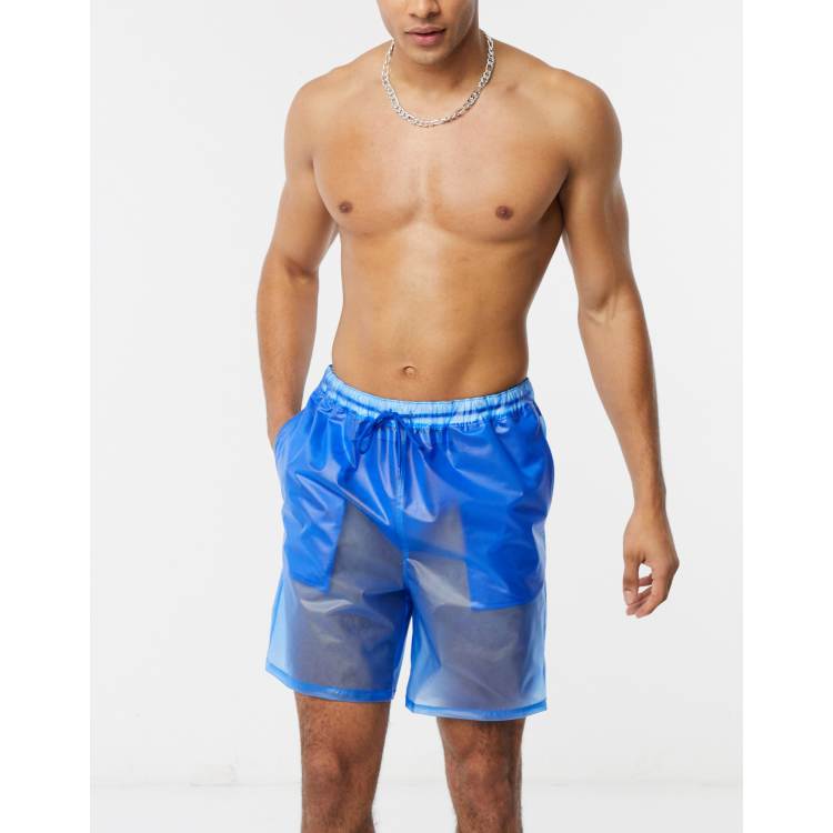 ASOS DESIGN Short de bain mi long avec slip int gr Bleu