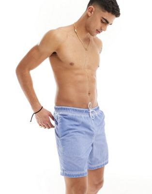 ASOS DESIGN swim shorts in mid length in light blue - ASOS Price Checker