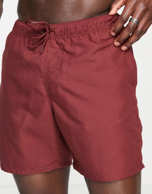 ASOS DESIGN Short de bain mi long Bordeaux ASOS