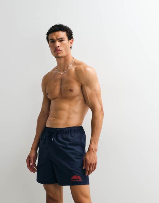 ASOS DESIGN - Short de bain mi-long brodé - Bleu marine, 4 de 9