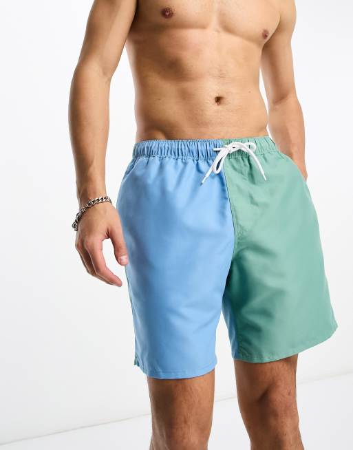 ASOS DESIGN Short de bain mi long effet color block ASOS