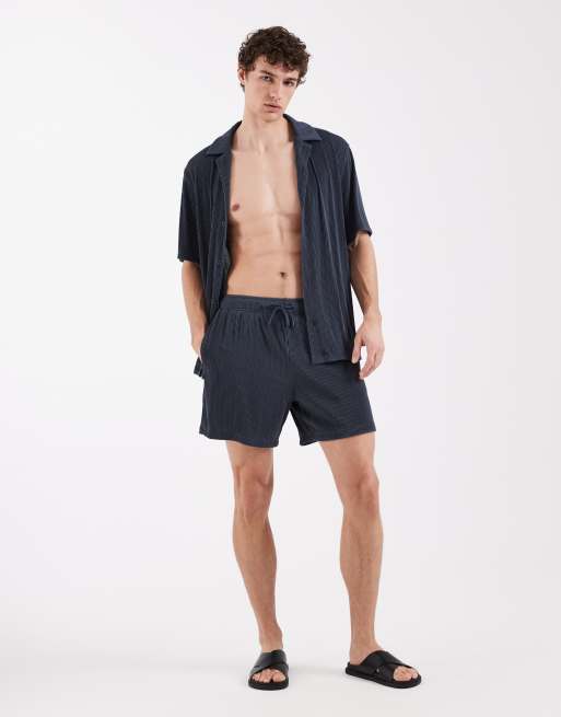 ASOS DESIGN - Short de bain plissé d'ensemble mi-long - Bleu, 2 de 5