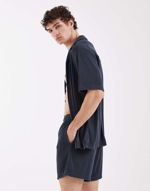 ASOS DESIGN - Short de bain plissé d'ensemble mi-long - Bleu, 3 de 5