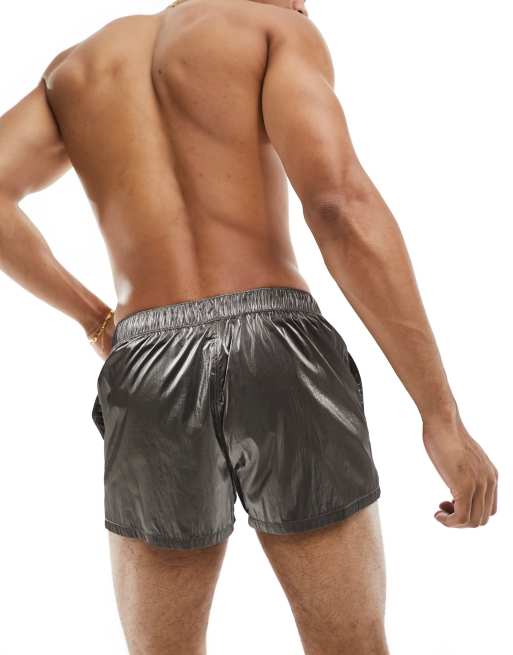 ASOS DESIGN - Short de bain ultra court - Argent métallisé, 2 de 4