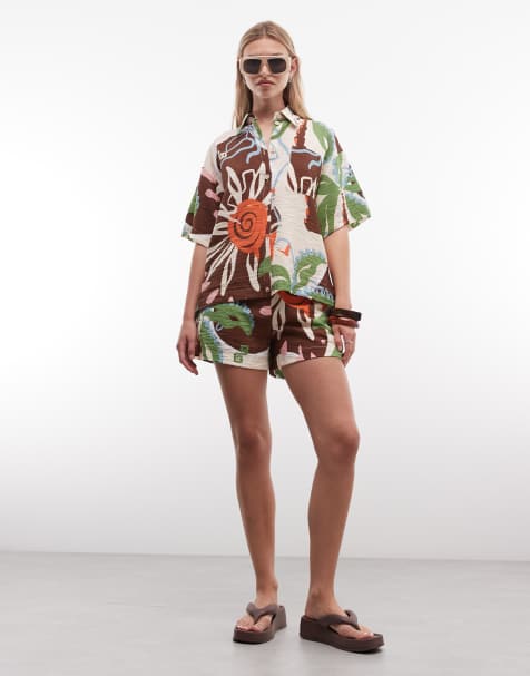 ASOS DESIGN - Short de plage d'ensemble à imprimé tropical abstrait - Multicolore - view 1