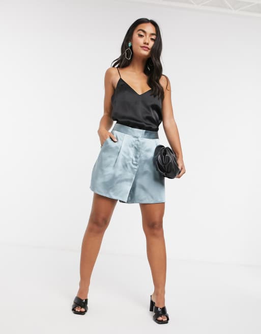 ASOS DESIGN Tailleur en satin Bleu pastel ASOS