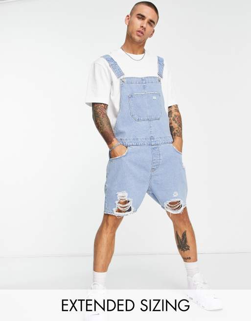 Light wash sale short overalls