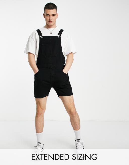 ASOS DESIGN short denim dungarees in black | ASOS