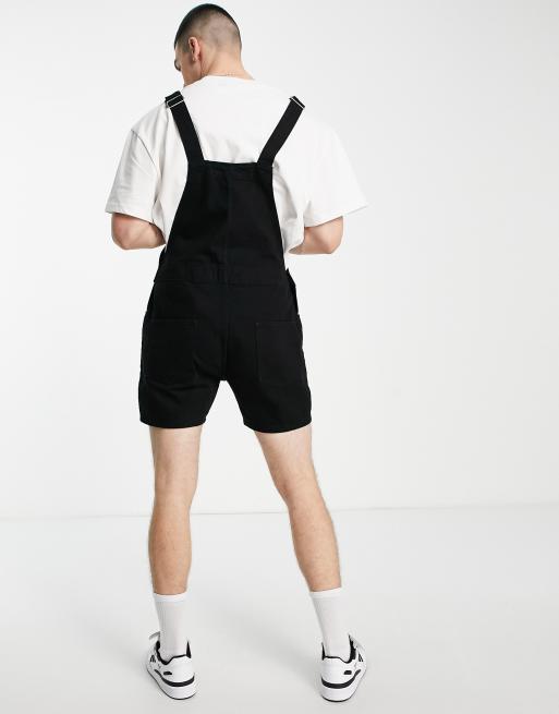 ASOS DESIGN short denim dungarees in black ASOS