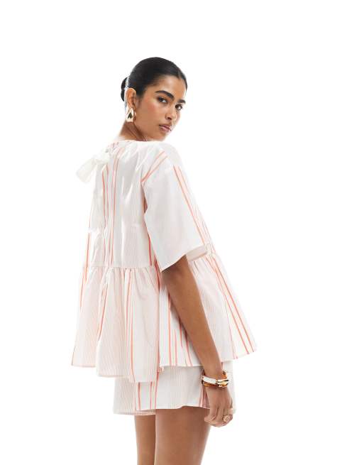 ASOS DESIGN - Short d'ensemble à rayures avec poches - Orange, 4 de 5