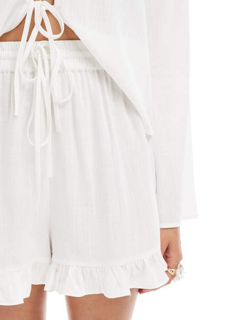ASOS DESIGN - Short d'ensemble avec ourlets à volants - Blanc, 5 de 5