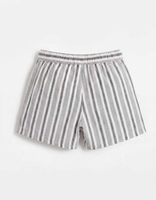 ASOS DESIGN - Short d'ensemble court aspect lin à rayures - Noir et blanc, 7 de 9