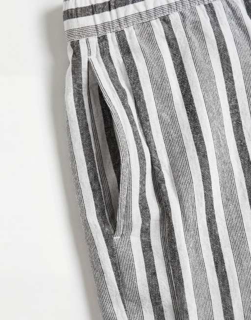 ASOS DESIGN - Short d'ensemble court aspect lin à rayures - Noir et blanc, 8 de 9