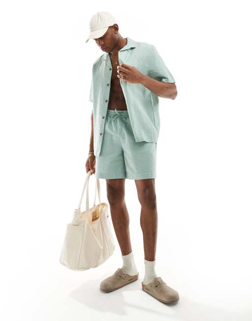 ASOS DESIGN - Short d'ensemble en crépon - Bleu 