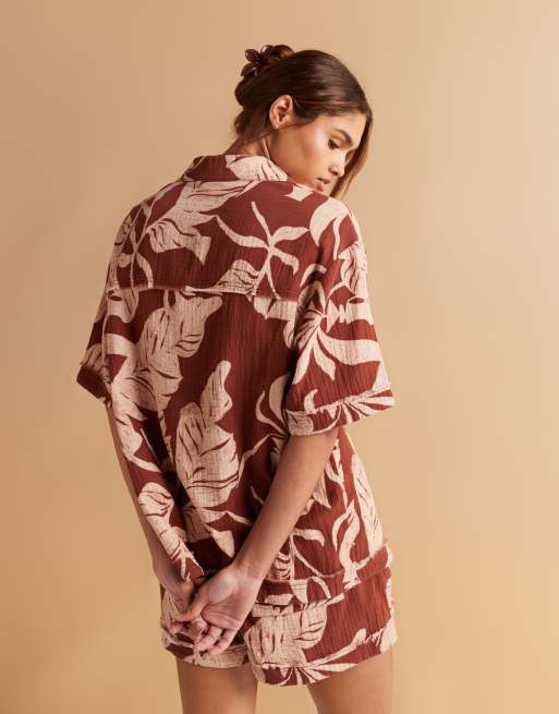 ASOS DESIGN - Short d'ensemble en étamine à imprimé palmiers, 4 de 4
