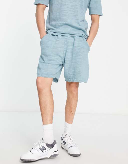 ASOS DESIGN - Short d'ensemble en lin flammé - Bleu sarcelle