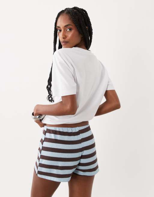 ASOS DESIGN - Short d'ensemble en maille à rayures - Marron et bleu, 5 de 5