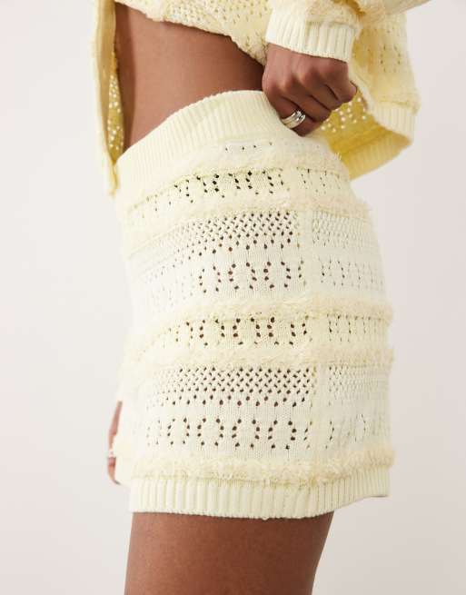 ASOS DESIGN - Short d'ensemble en maille ajourée - Jaune, 5 de 5