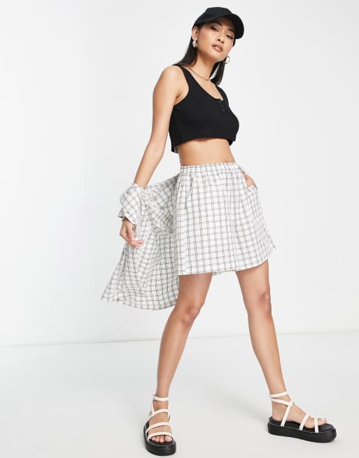 ASOS DESIGN - Short d'ensemble long à enfiler - Carreaux blancs, 2 de 4