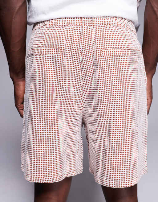 ASOS DESIGN - Short d'ensemble mi-long en tissu gaufré - Marron/blanc, 5 de 5