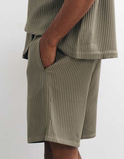 ASOS DESIGN - Short d'ensemble mi-long plissé - Kaki, 4 de 5