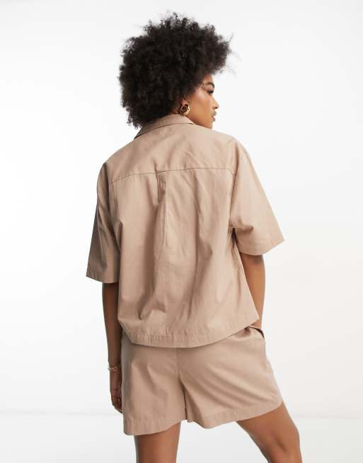 ASOS DESIGN Short d ensemble style cale on en lin Taupe