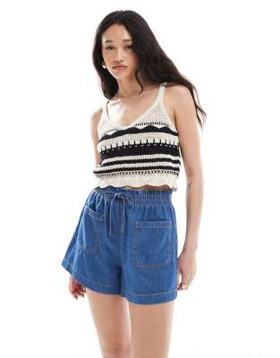 ASOS DESIGN - Short en jean à enfiler - Bleu moyen