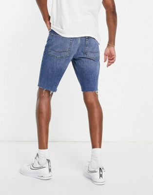 Shorts en jean Short en jean coupe dad à ourlet brut - Bleu moyen délavé